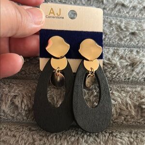 AJ Cornerstone Black and Gold Earrings